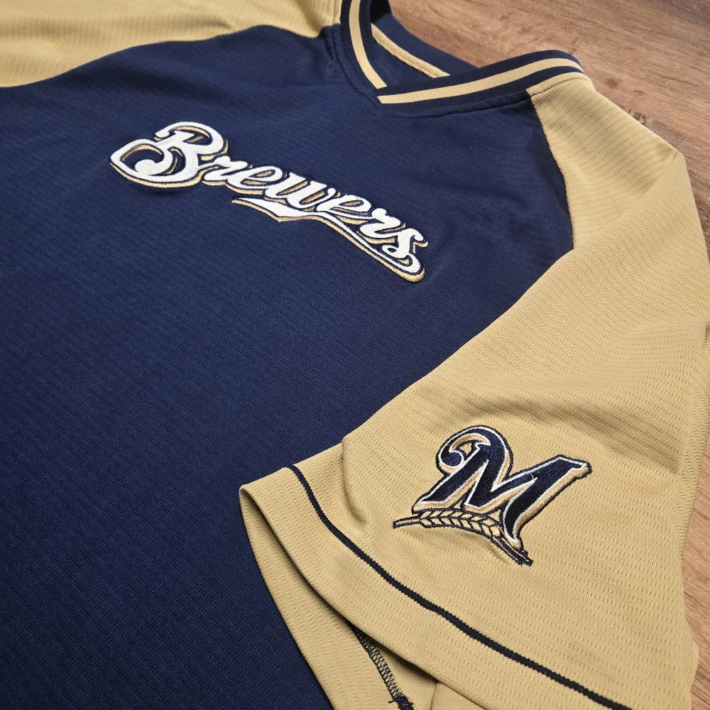 Majestic Blue and Gold Brewers Jersey